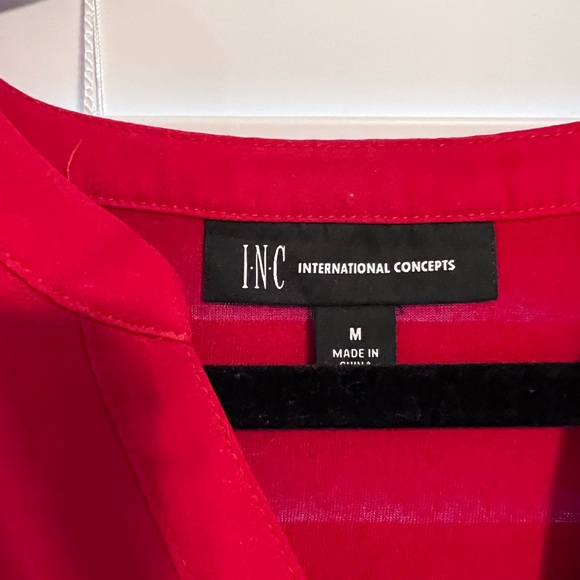 Bright Red beautiful silky shirt, only worn twice. Very flattering. - Picture 3 of 4